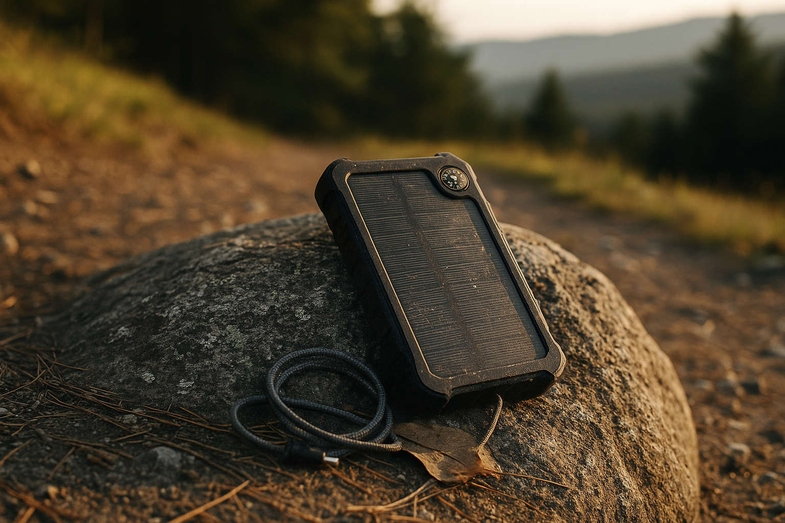 Solar Power Bank with Mini Compass for Outdoor Charging